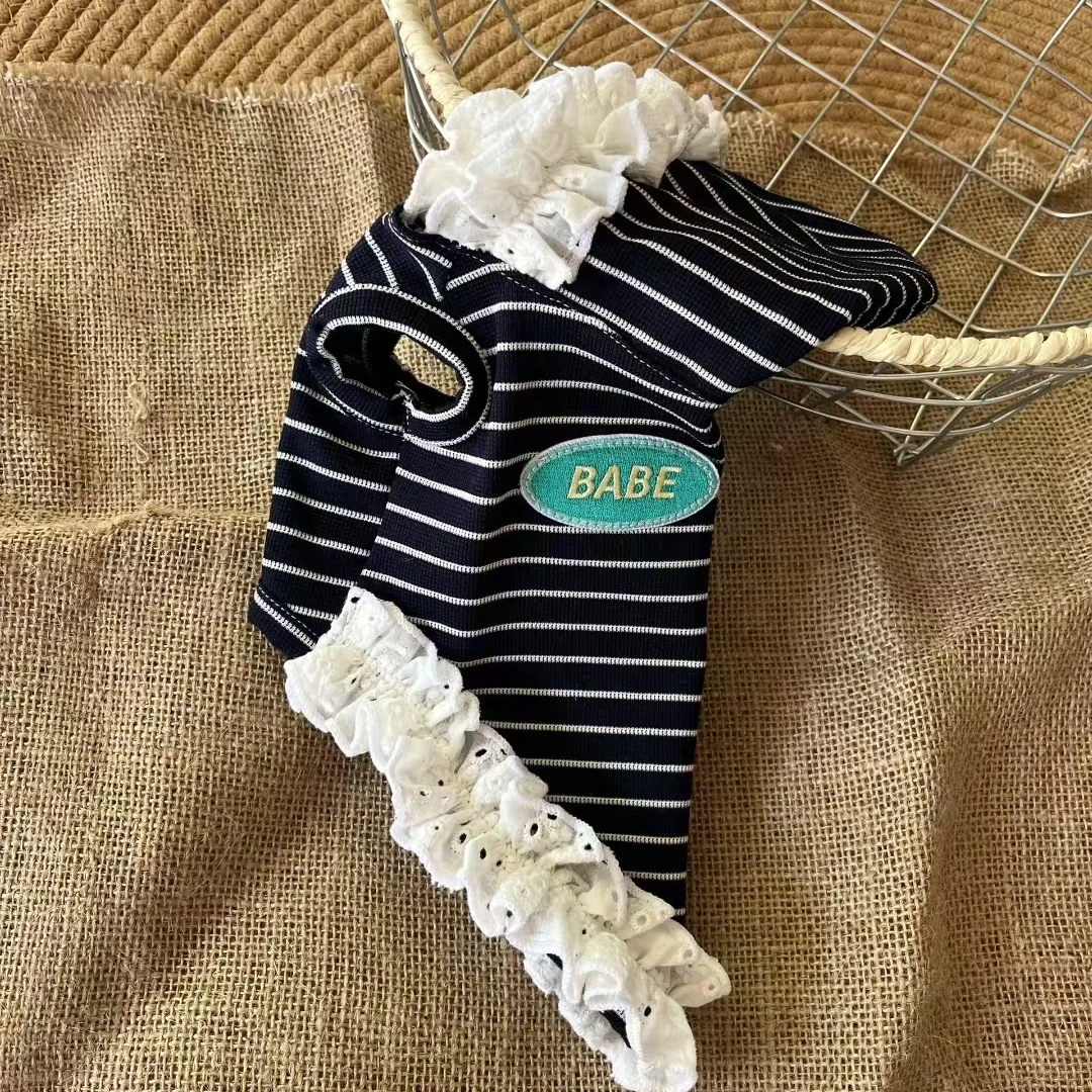宠物衣服初秋质感条纹帽衫卫衣款式初秋针织连帽衫狗狗猫咪衣服