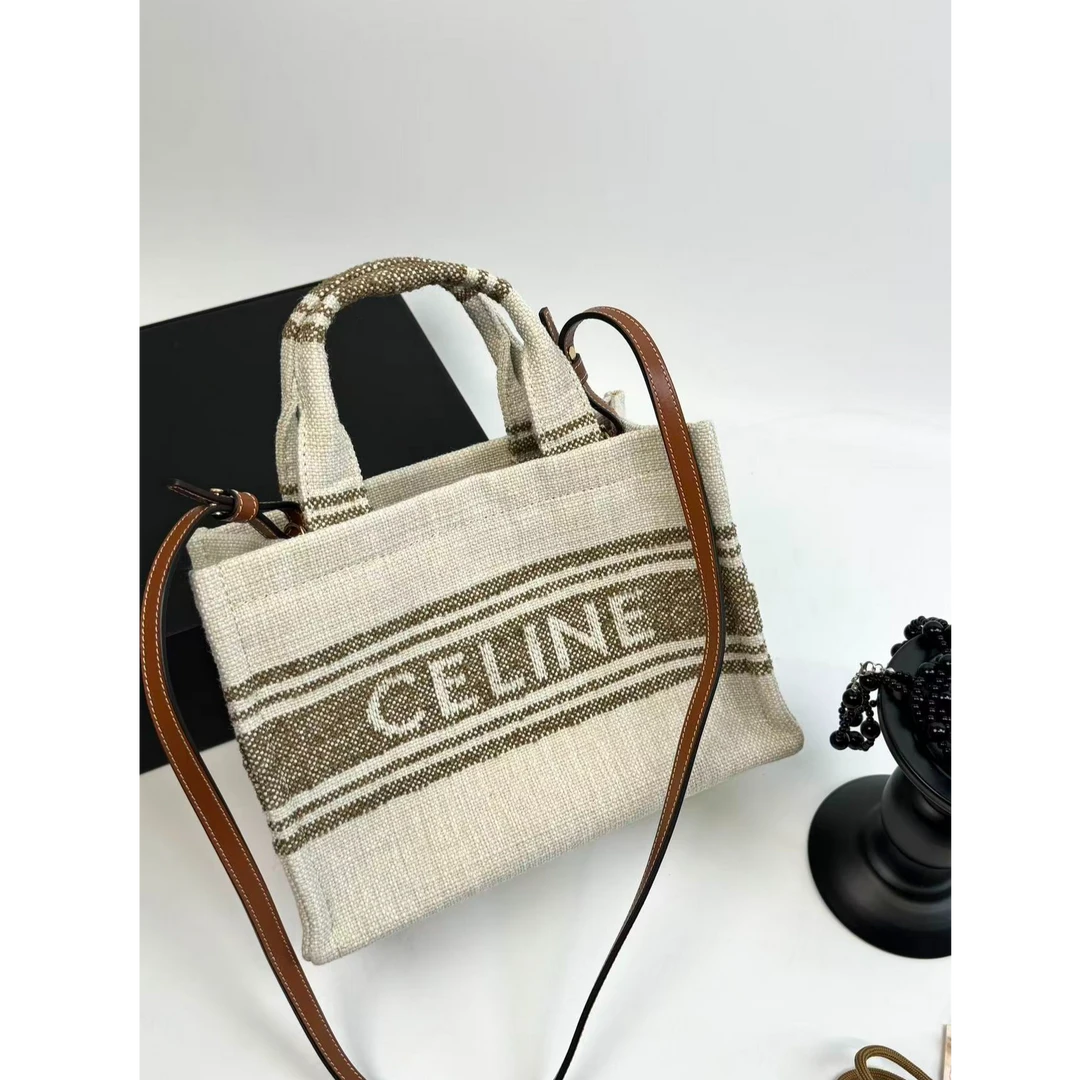 95新 Celine/思琳 【小考拉】Celine 度假系列条纹托特斜挎包