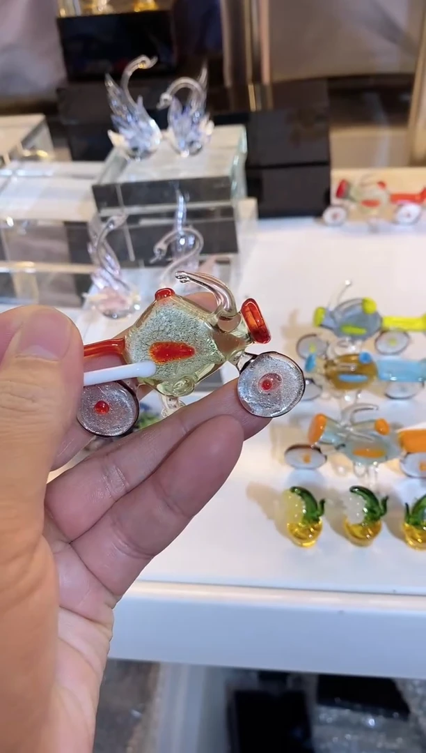 手工艺品琉璃橘****果摩托车
