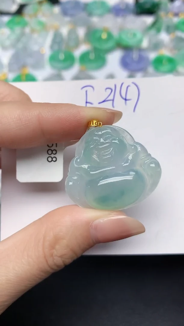 颈饰18K金镶嵌翡翠天然缅甸A货翡翠百元以上9元证书费自理