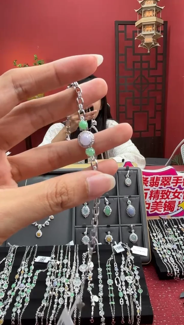 银S925镶嵌手链翡翠002033R