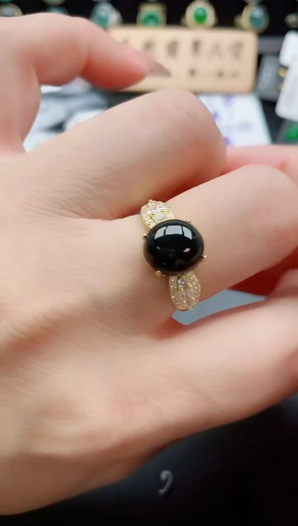 银S925镶嵌戒指翡翠1