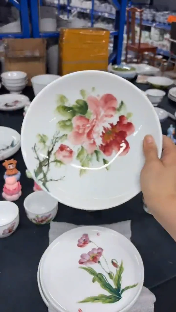 丹* 景德镇陶瓷食品级手绘釉中彩-圆深盘