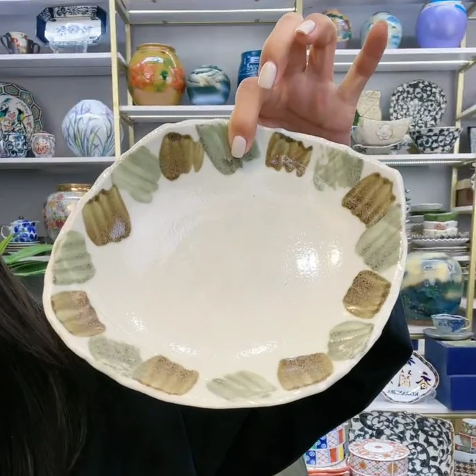 【单支】日本进口美浓烧云图异型钵21.5cm×18cm-二色筋毛刷