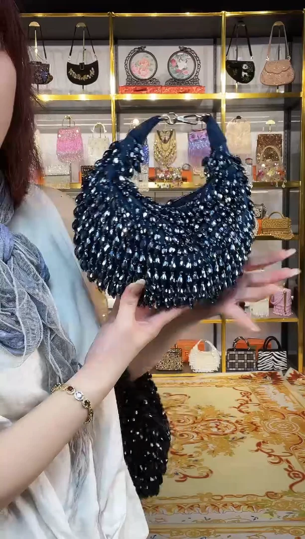织物珠韵恒泽重工串珠手提包