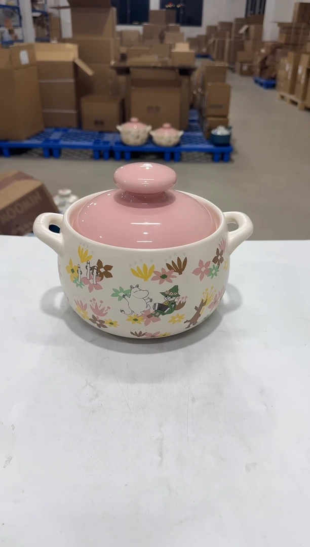 瓷片姆明花语2.8L砂锅