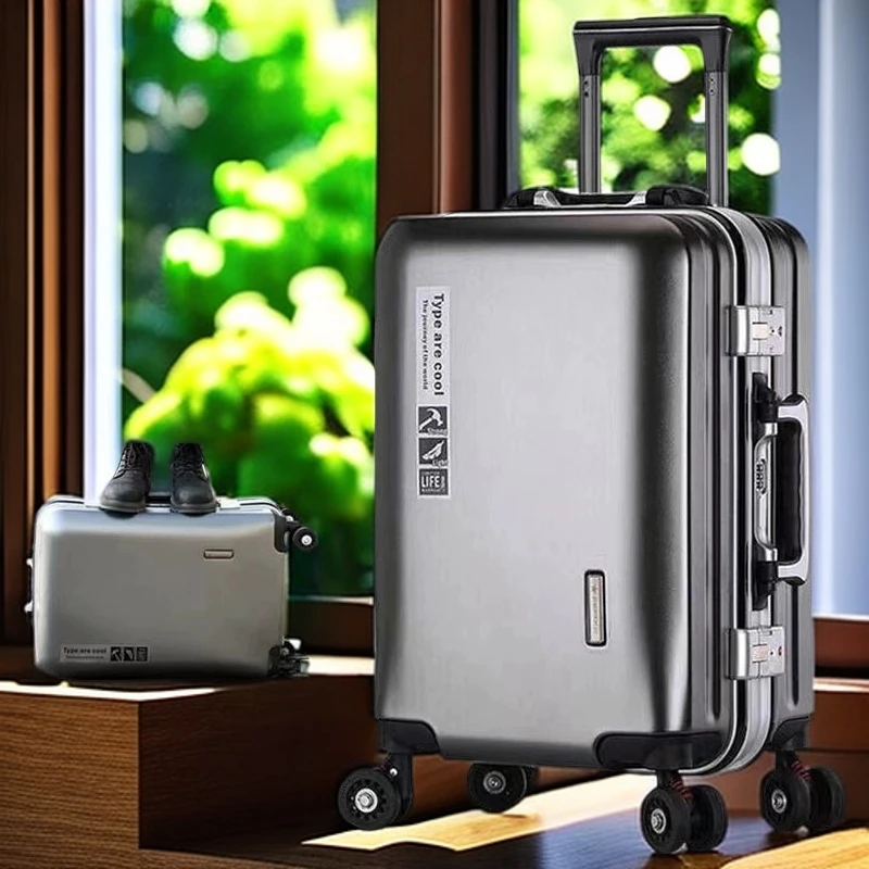行李箱时尚男士高端质感箱铝框万向轮密码锁新款结实高档旅行箱