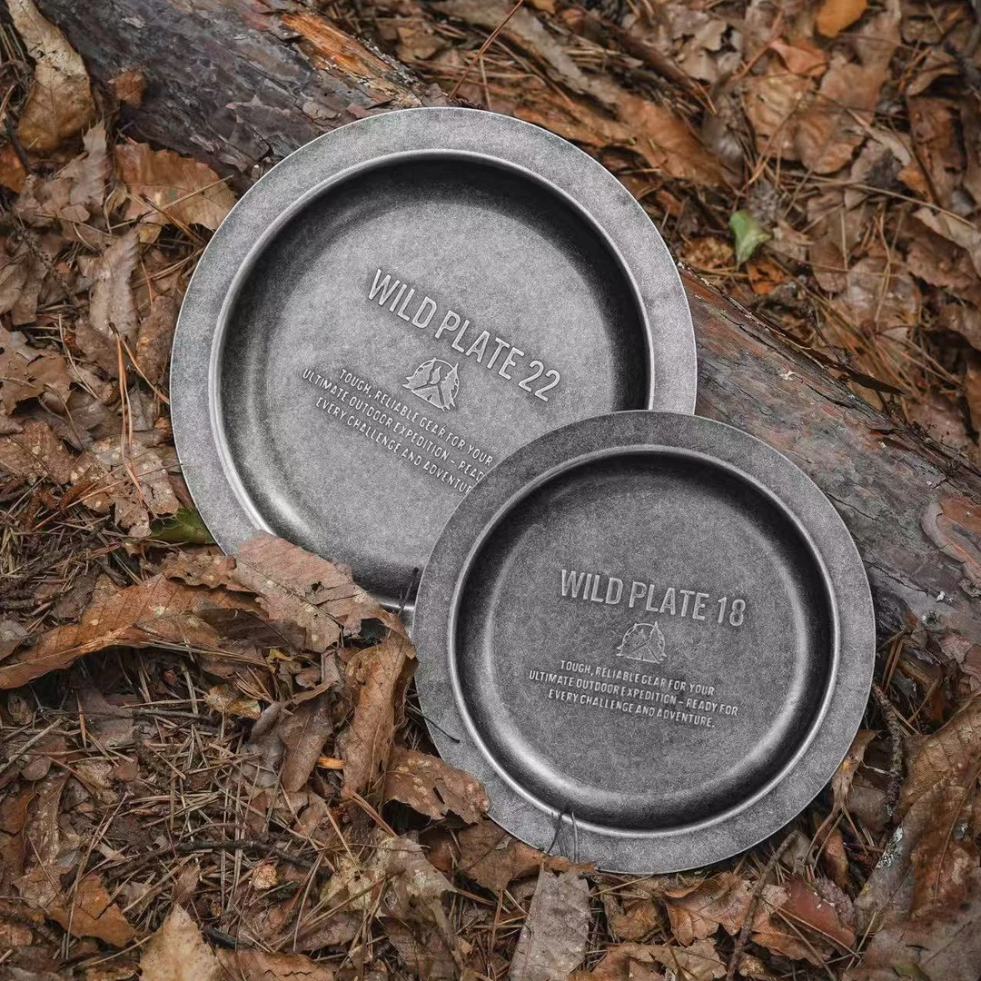 韩国CARGO复古餐盘做旧不锈钢野餐盘野炊便携餐具户外餐碟