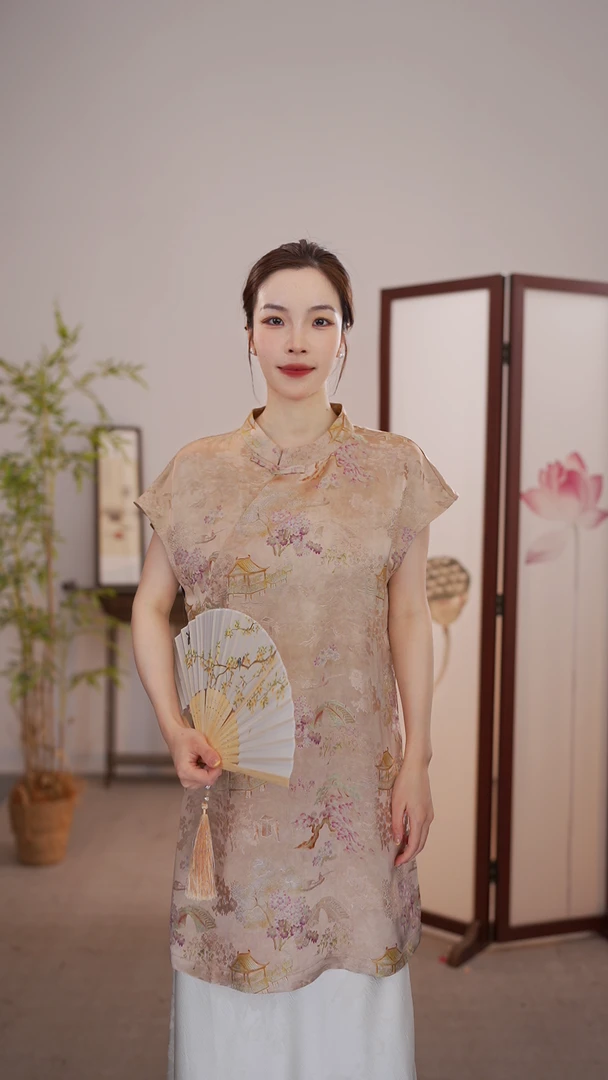 粉相相宜｜新中式国风时尚百搭重磅缂丝上衣小衫-5368