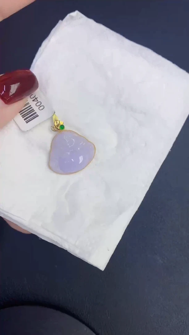 颈饰18K金镶嵌翡翠缅甸天然翡翠A货