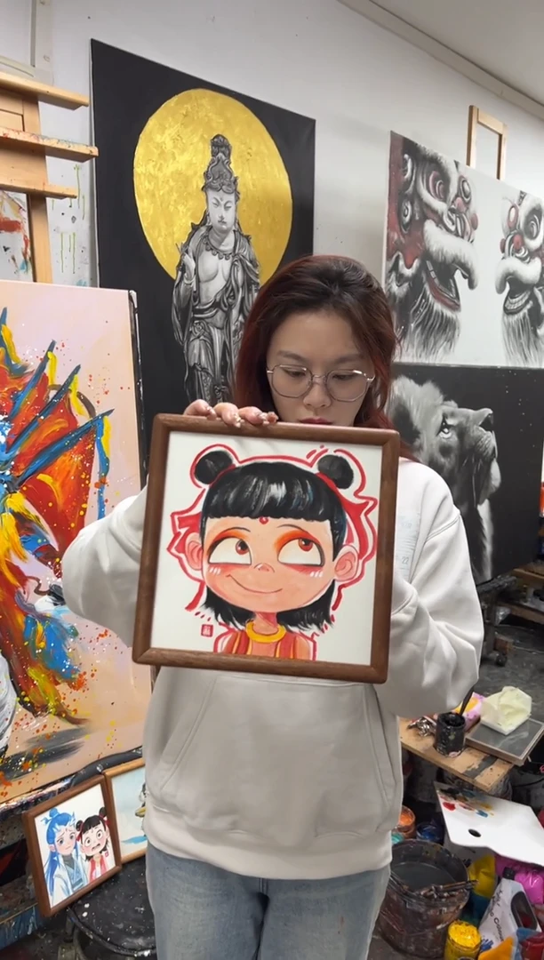 【闪购商品】丙烯画尘薇老师小哪吒摆台