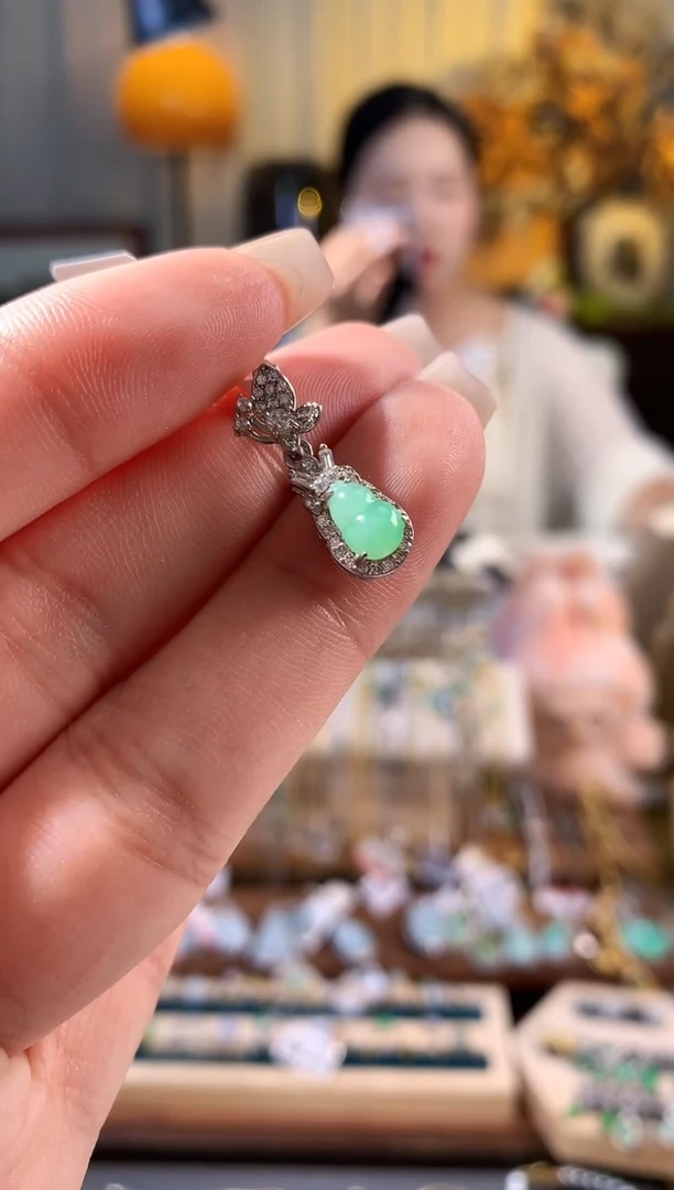 翡翠银S925镶嵌吊坠(不含链)【挽石珠宝】葫芦