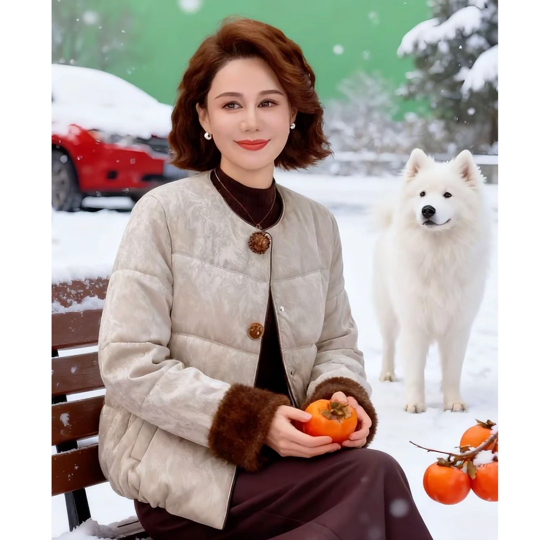 妈妈冬装小香风棉袄加棉加厚保暖棉服中老年女装秋冬新款时尚棉衣