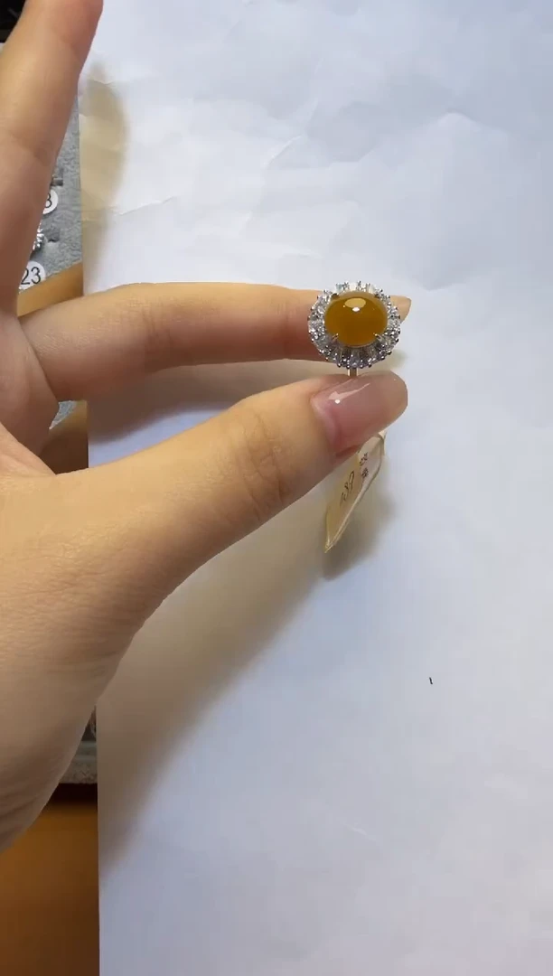银S925镶嵌戒指翡翠925银镶缅甸A货翡翠戒指