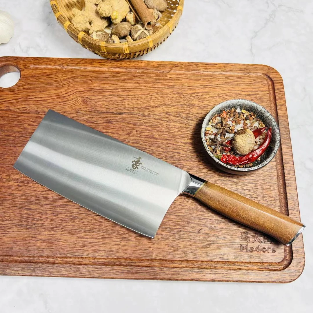 家用菜刀锋利切片刀切菜切肉切丝厨师专用刀实木手柄菜刀 069