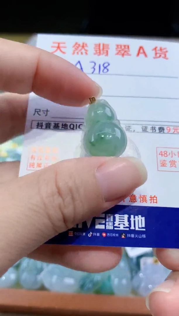 颈饰18K金镶嵌翡翠天然翡翠A货挂件