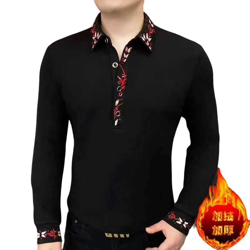 贾鲁萨加高端时尚秋冬款欧货卫衣男士潮牌翻领加绒刺绣保暖打底衫