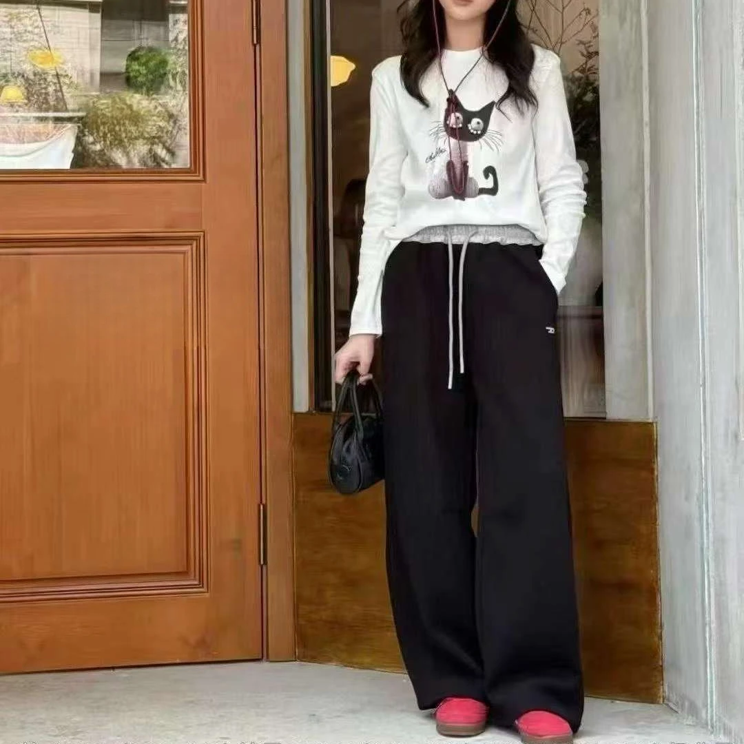 女童新秋款百搭撞色休闲直筒裤0109