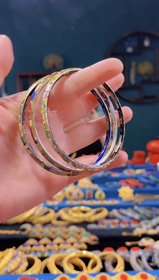 【闪购商品】景泰蓝叮当镯三个蓝黑白