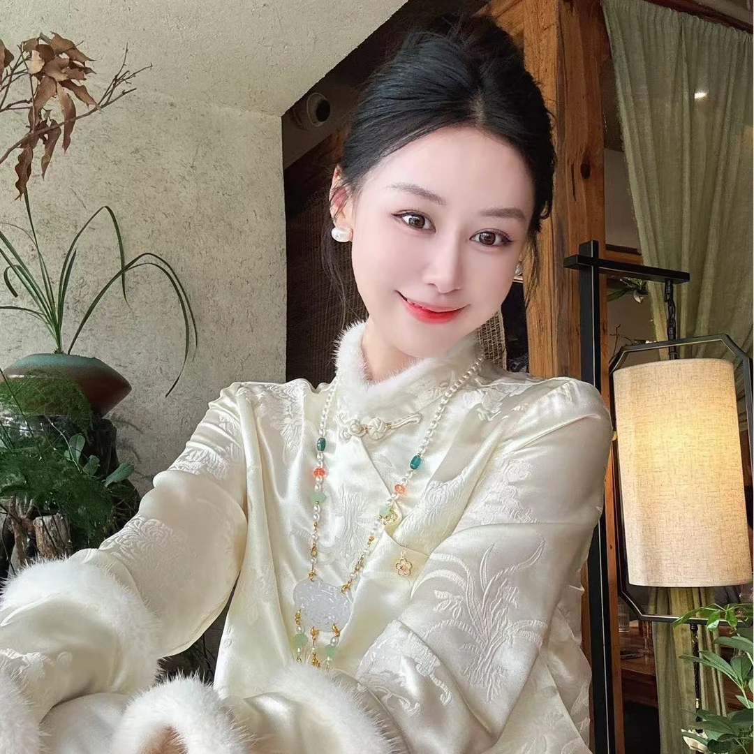 XIANGGE.【梅兰竹菊】新中式国风时尚百搭立领衬衣妍妍HF-666409