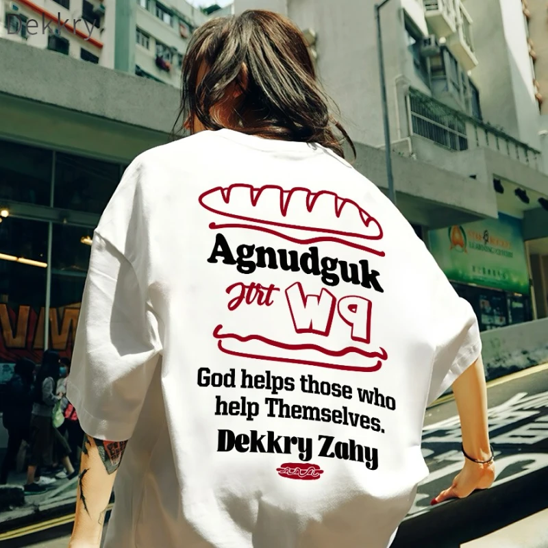 Dekkry学生夏季T恤国潮青年短袖几何ins休闲男士宽松潮流韩版