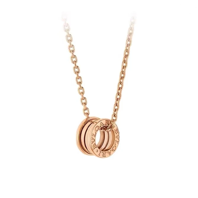 99新 BVLGARI/宝格丽 18k玫瑰金弹簧项链加粗加长60cm 项链