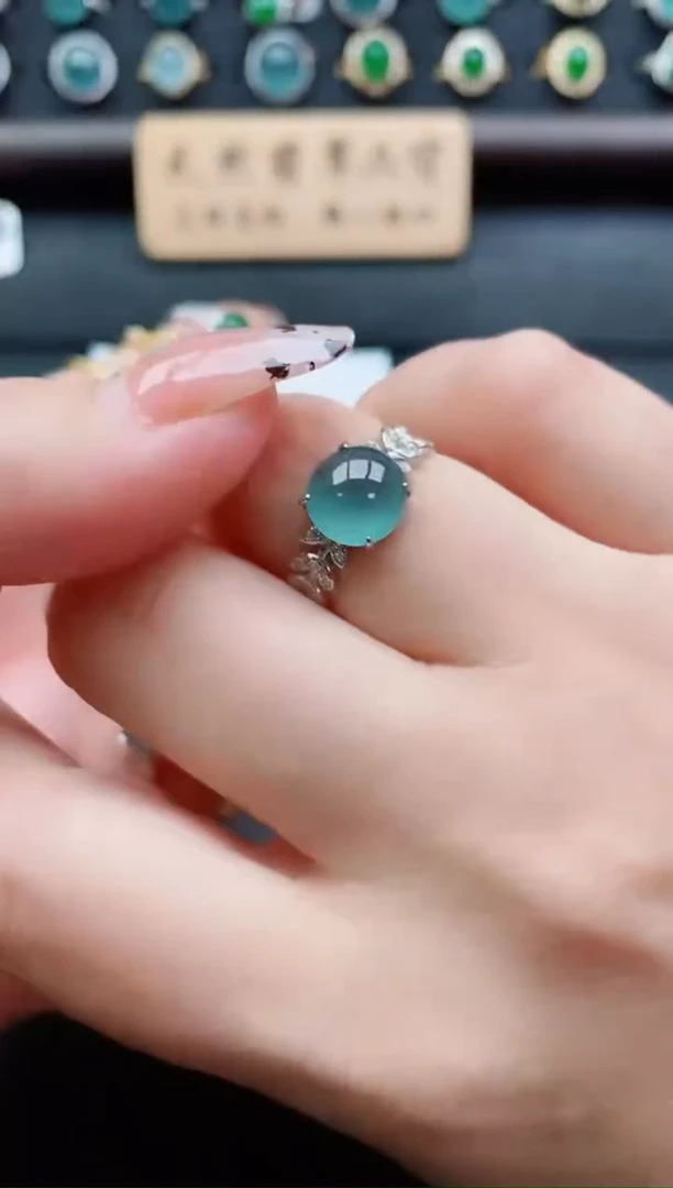 银S925镶嵌戒指翡翠1