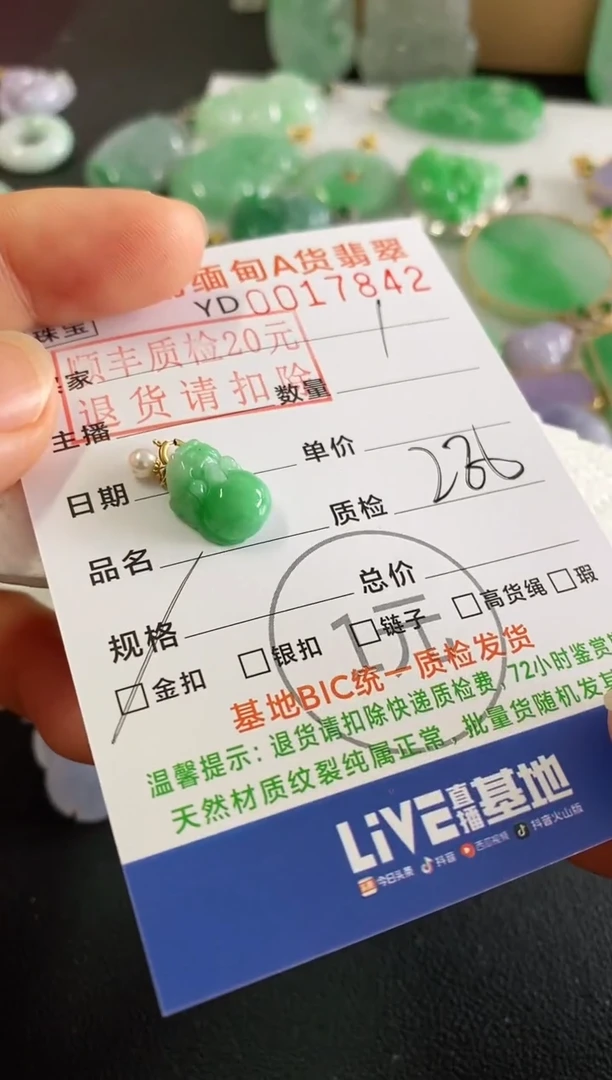 翡翠18K金镶嵌吊坠(不含链)貔貅