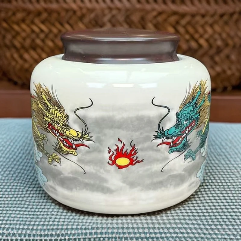 白瓷双龙戏珠-茶叶罐3070特惠