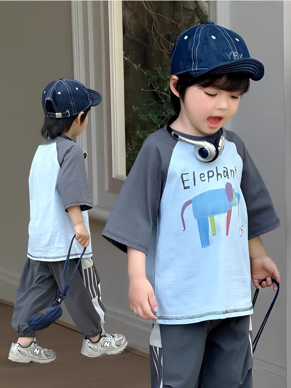 男童纯棉印花短袖T恤2025夏季儿童卡通休闲半袖宝宝汗衫潮