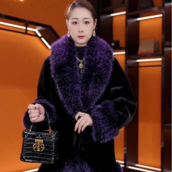 LL5545-新中长款雪兰貂立领款高端外套女秋冬款冬季轻奢