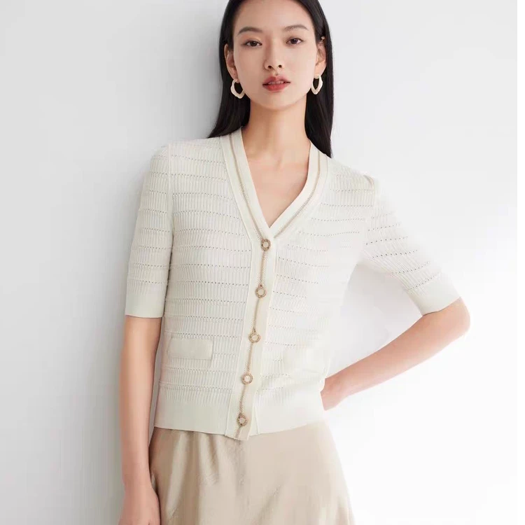 2025【雅Y订单】春夏时尚气质镂空优雅针织衫上衣女（24L7011）