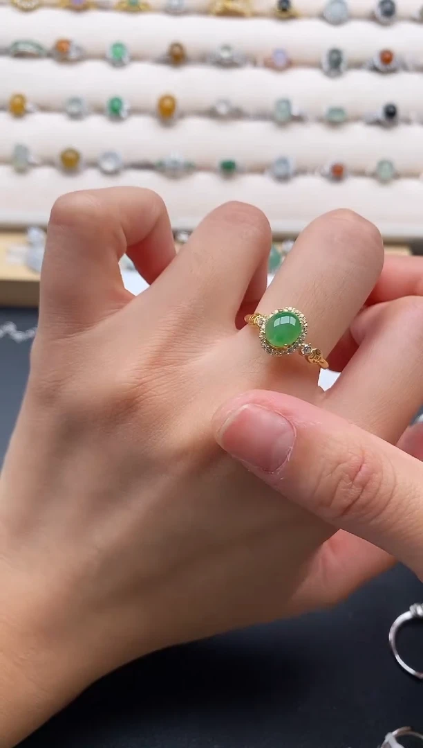 银S925镶嵌戒指翡翠11111111+9