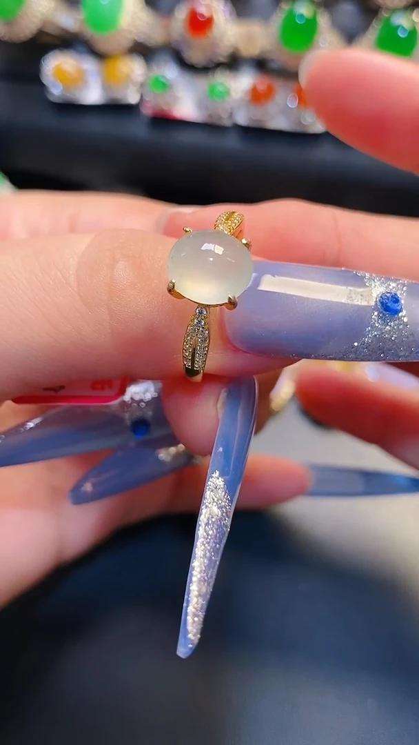 银S925镶嵌戒指翡翠天然