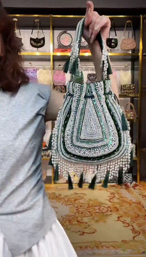 织物珠韵恒泽重工串珠手提包