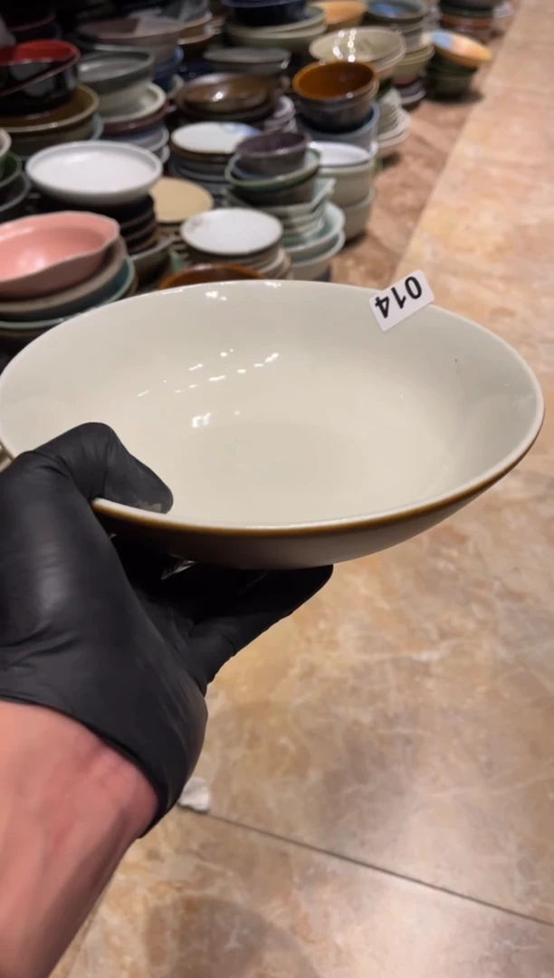 【闪购商品】瓷片14 微瑕酷金汤盘1个