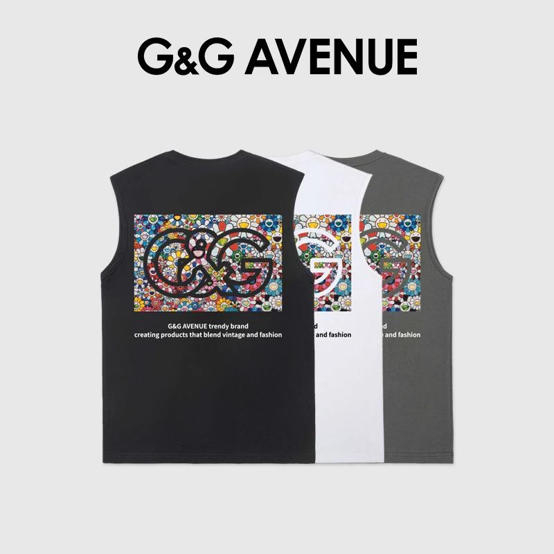 法国G&GAVENUE轻奢潮牌纯棉圆领背心男女同款-GT2302242