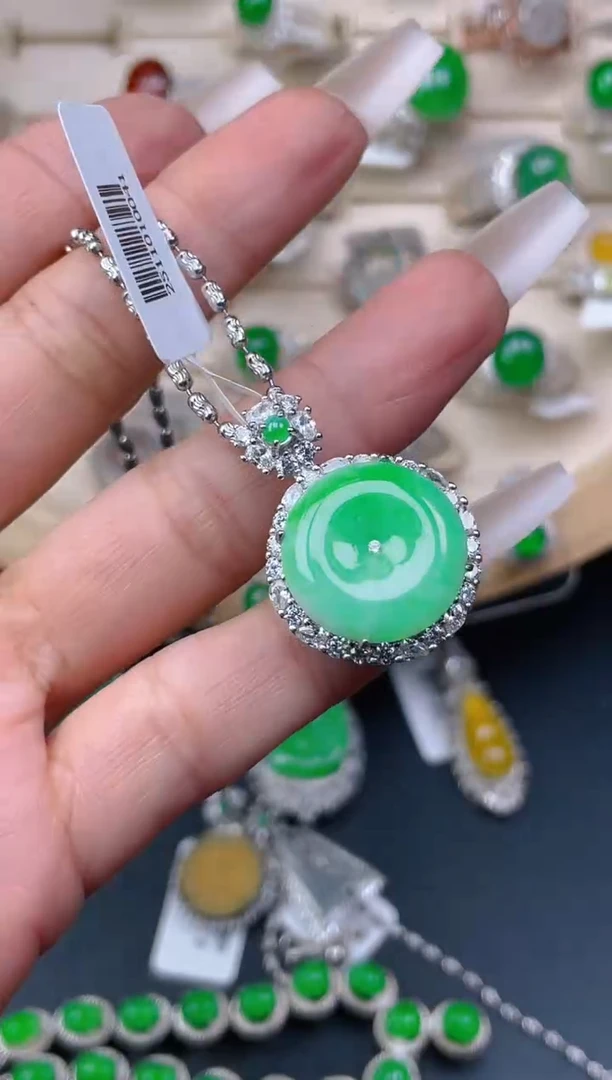 银S925镶嵌定制翡翠天然翡翠蛋面54