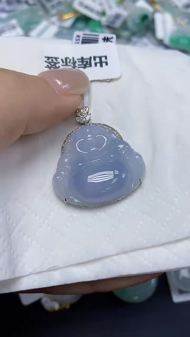 翡翠18K金镶嵌颈饰天然缅甸翡翠A货