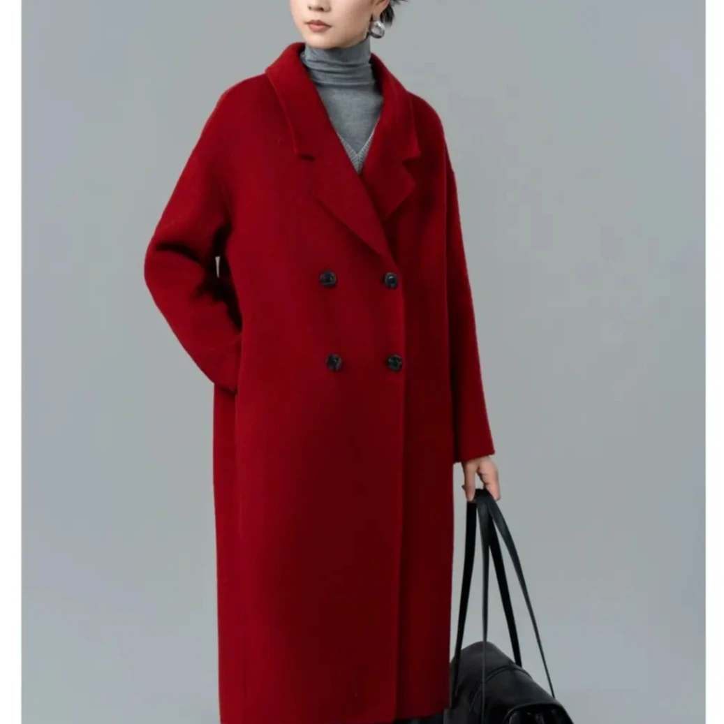 【现货】纯手工制作双面羊毛全新升级伊家同款时尚长款保暖大衣秋冬