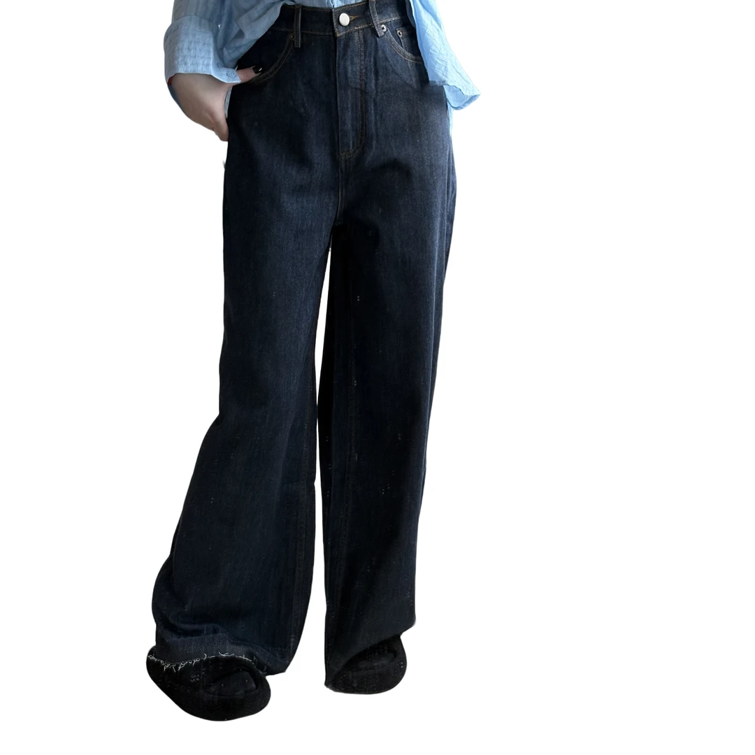 D31327南油爆款简约百搭阔腿牛仔裤