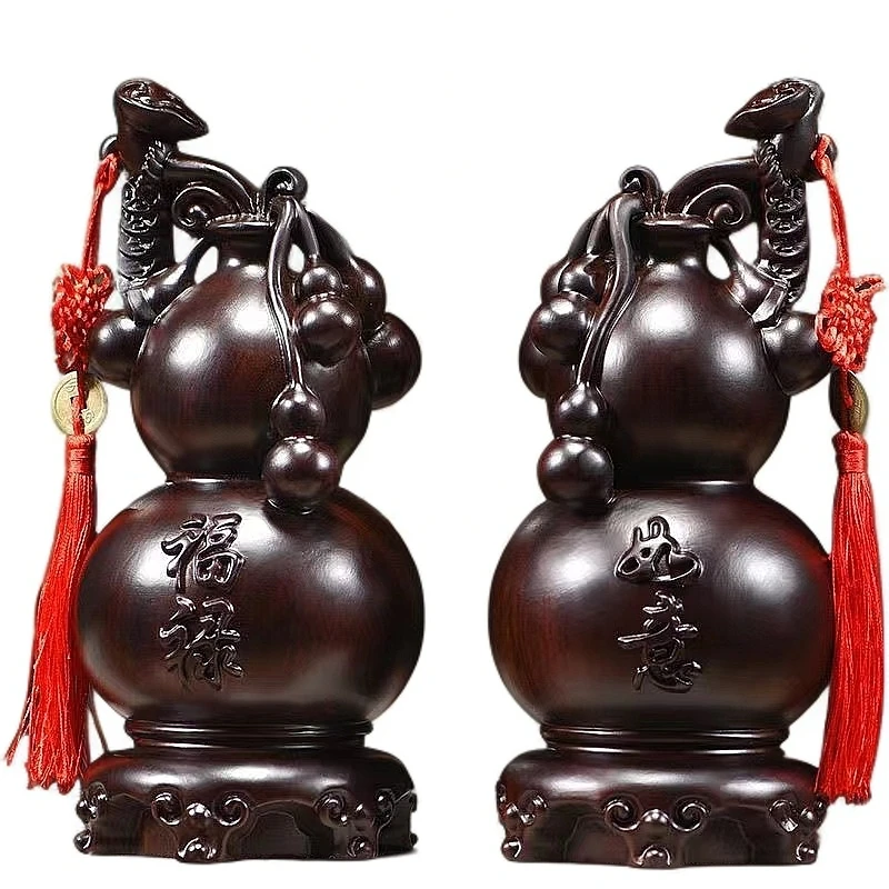 15流苏葫芦木雕装饰摆件木雕摆件（一对）