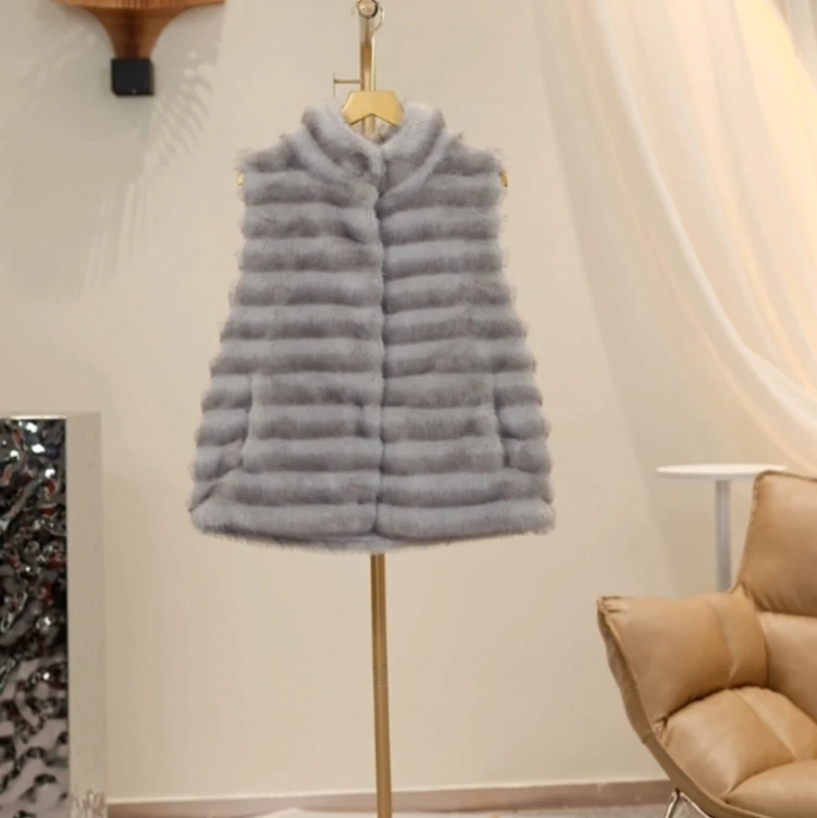 【XC】秋冬洋气条纹纯色百搭时尚减龄设计感外套