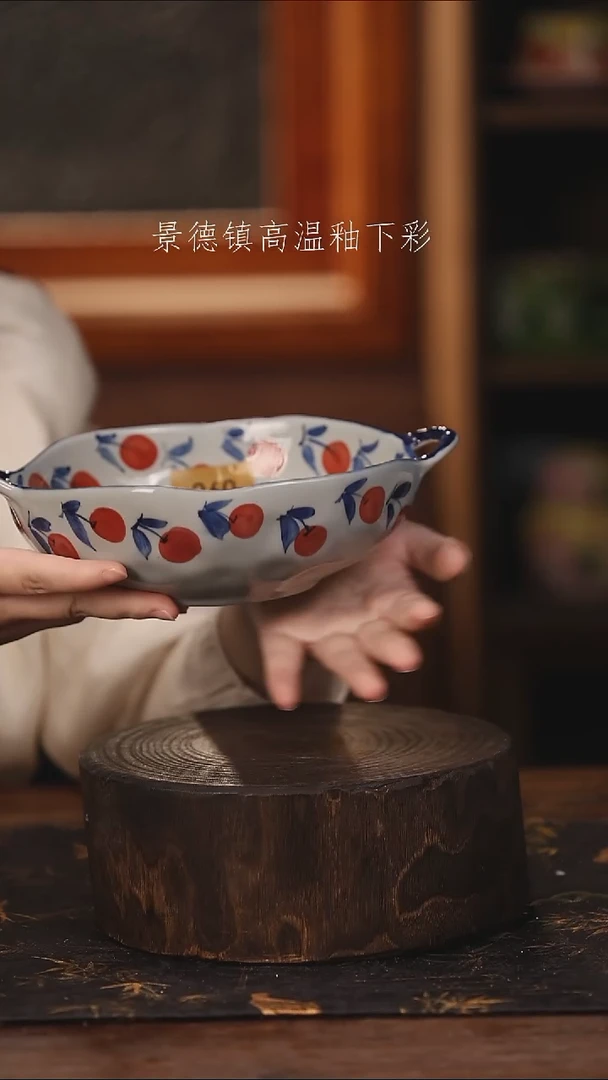 陶瓷景德镇高温釉下手绘陶瓷@L260@