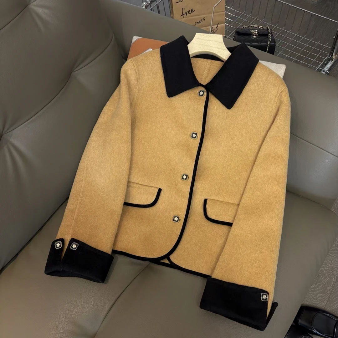 静贤【浮浮款】秋冬新款韩版百搭小香风翻领大衣