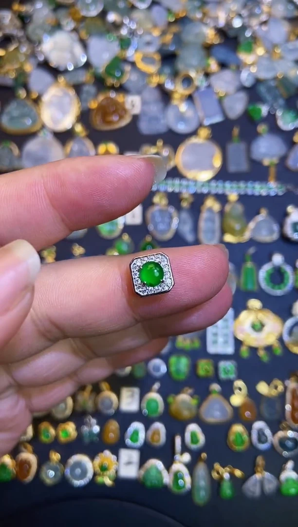 翡翠银S925镶嵌吊坠(不含链)1