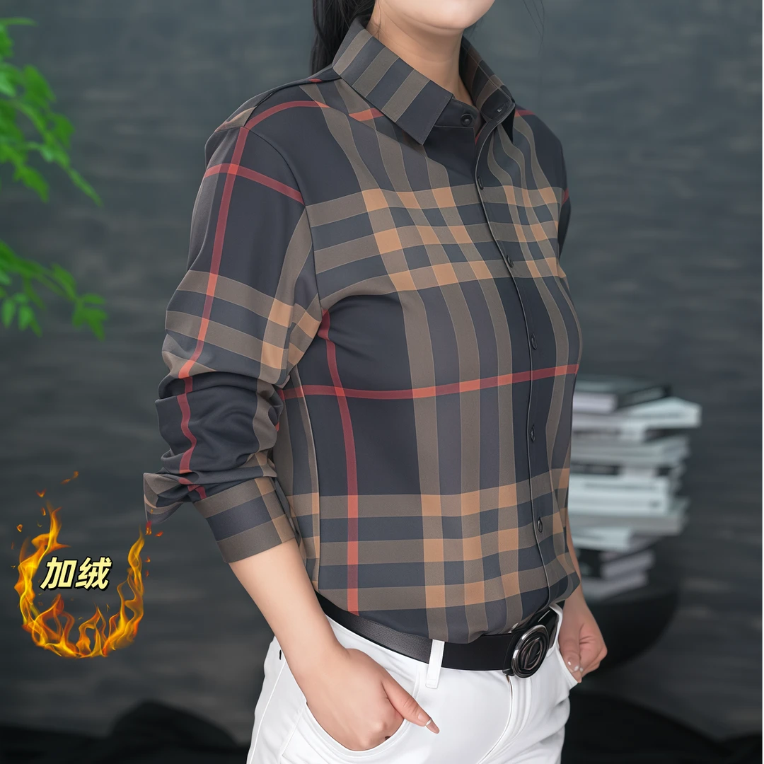 【森泊男装】2025男士冬季新款格子时尚百搭轻奢精致加绒衬衫长袖