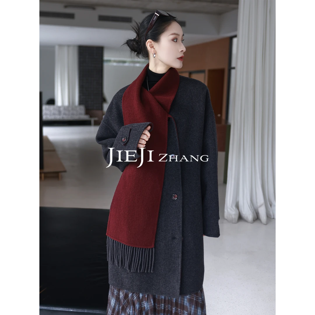 【JIEJI ZHANG】高级定制秋冬100羊毛时尚百搭设计师款外套351145