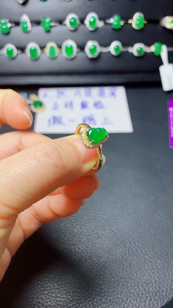 银S925镶嵌戒指翡翠天然翡翠A货s925银镶