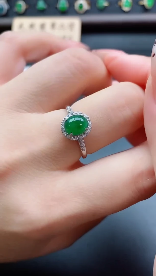 银S925镶嵌戒指翡翠1